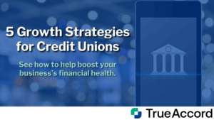 The blog title with a phone that has a credit union symbol on it.