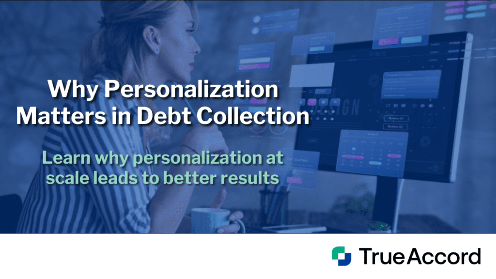 A debt collection professional working at a computer.