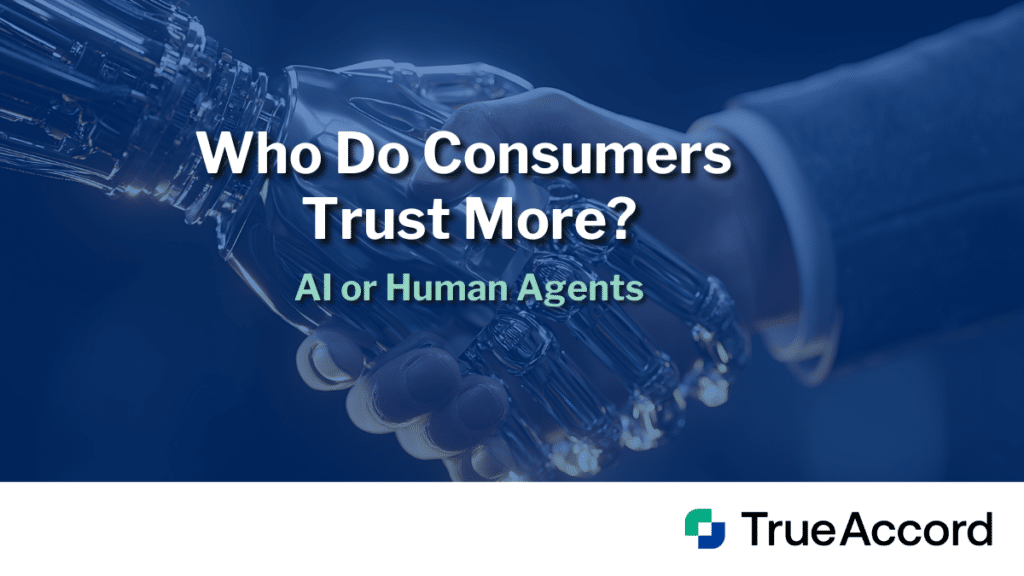 Who Do Consumers Trust More? Human or AI Agents in Debt Collection 1 A close up of a person and robot arm shaking hands.